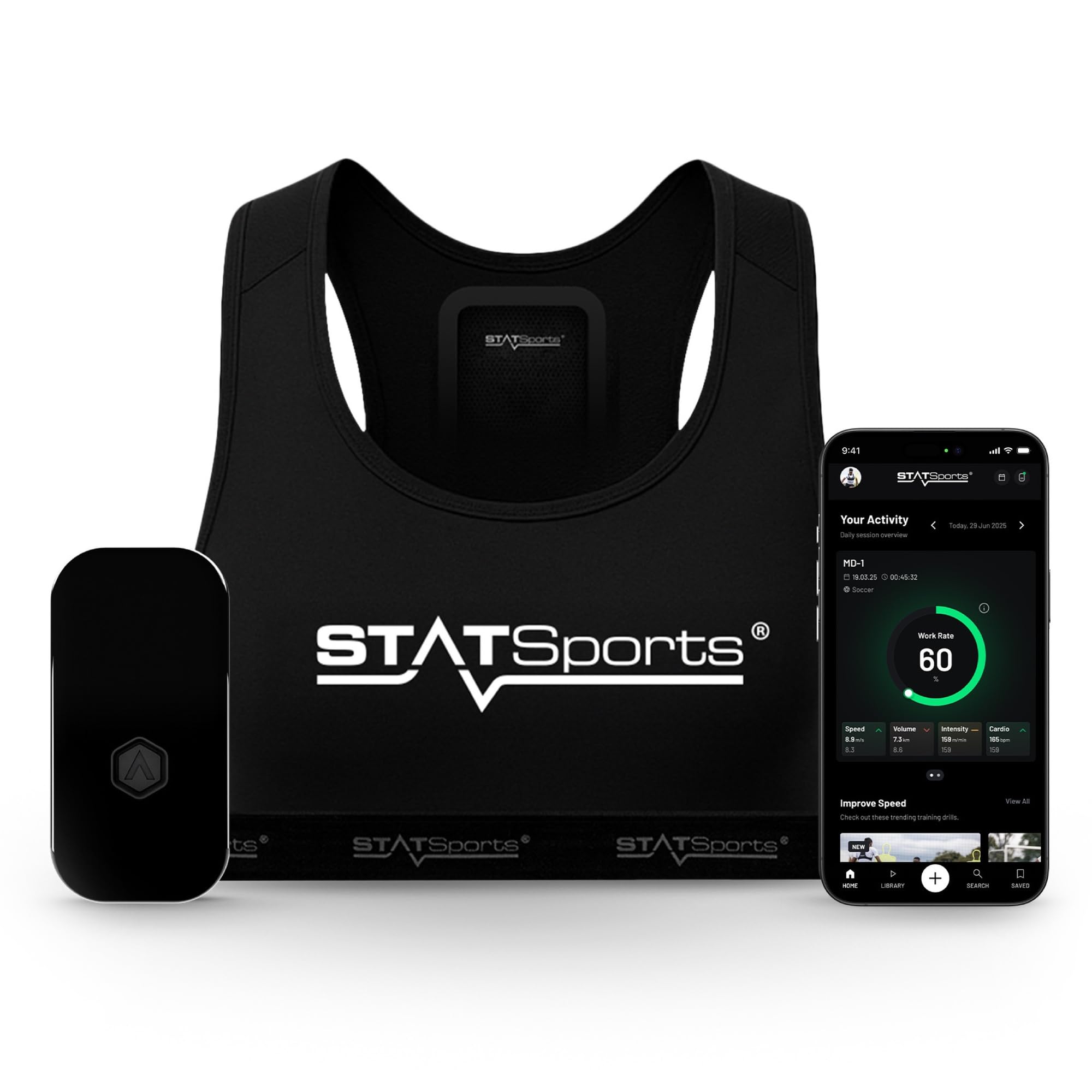 STATSports Academy Football GPS Tracker Vest โ Unlock Elite Performance with Pro-Level Coaching, Drills & Nutrition โ Tracks 24 Key Metrics โ GPS Vest Used by Pro Players & Teams, Adult XXL โ image 1