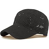Women's Glitter Mesh Baseball Cap - Breathable Adjustable Sun Hat for Beach & Sports