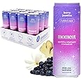 Moment Botanical Soda Soft Drink (Shark Tank) - SPARKLING Non Alcoholic Drinks | Berry Jasmine | L-Theanine & Ashwagandha for Calm & Clarity | 0 Added Sugar 0 Caffeine | 12-pack