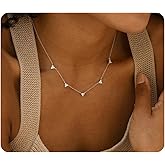 Pencros Diamond Necklaces for Women,14K Gold/White Gold Plated Dainty Necklace for Women Diamond Lily Station Necklace Trendy Gold Jewelry