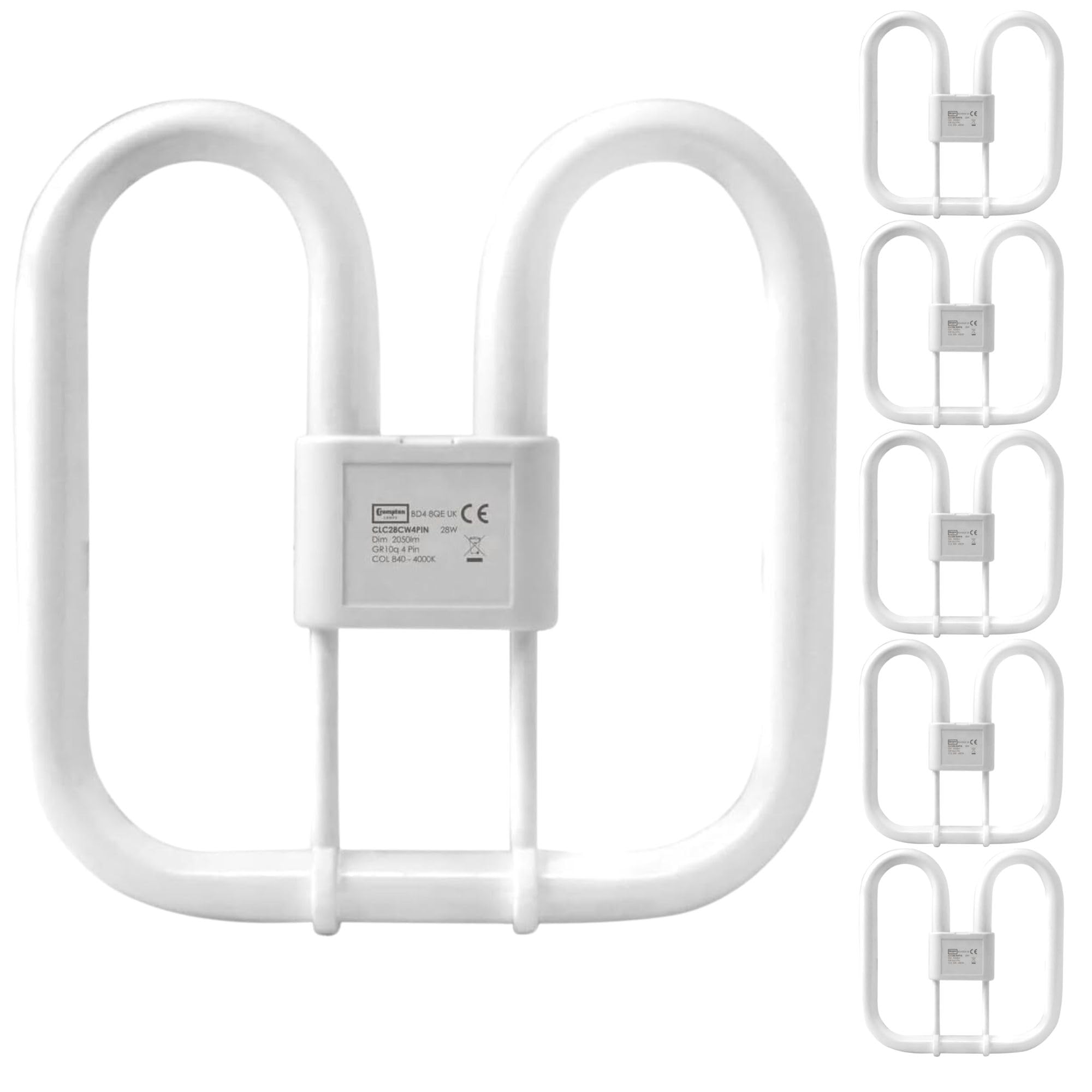 Crompton Lamp 2D 4-Pin, GR10Q - 28W, 4000K Cool White Lamp, Dimmable, CFL [Compact Fluorescent lamp], Energy Efficient, for Indoor Use only, 2 Years Warranty [Pack of 5]