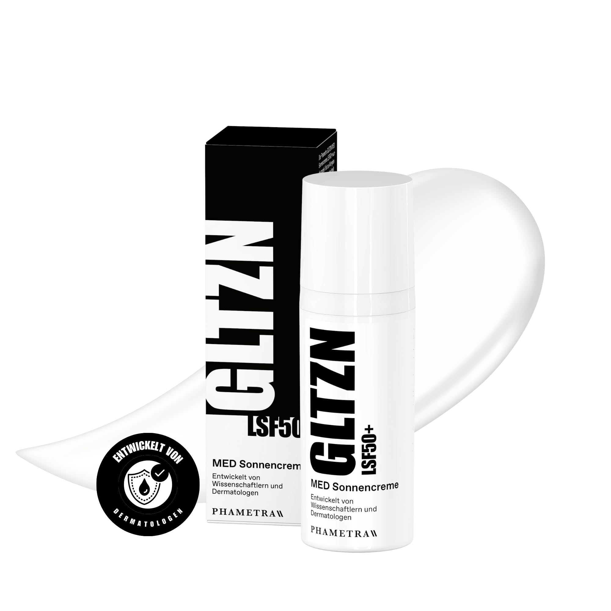 GLTZN MED Sun Cream SPF 50+ | Very High Protection for Allergy and Sensitive Skin | No Octocrylylene, UVA + UVB Protection | Waterproof | No Fragrances | Vegan | No Microplastic | 50 ml