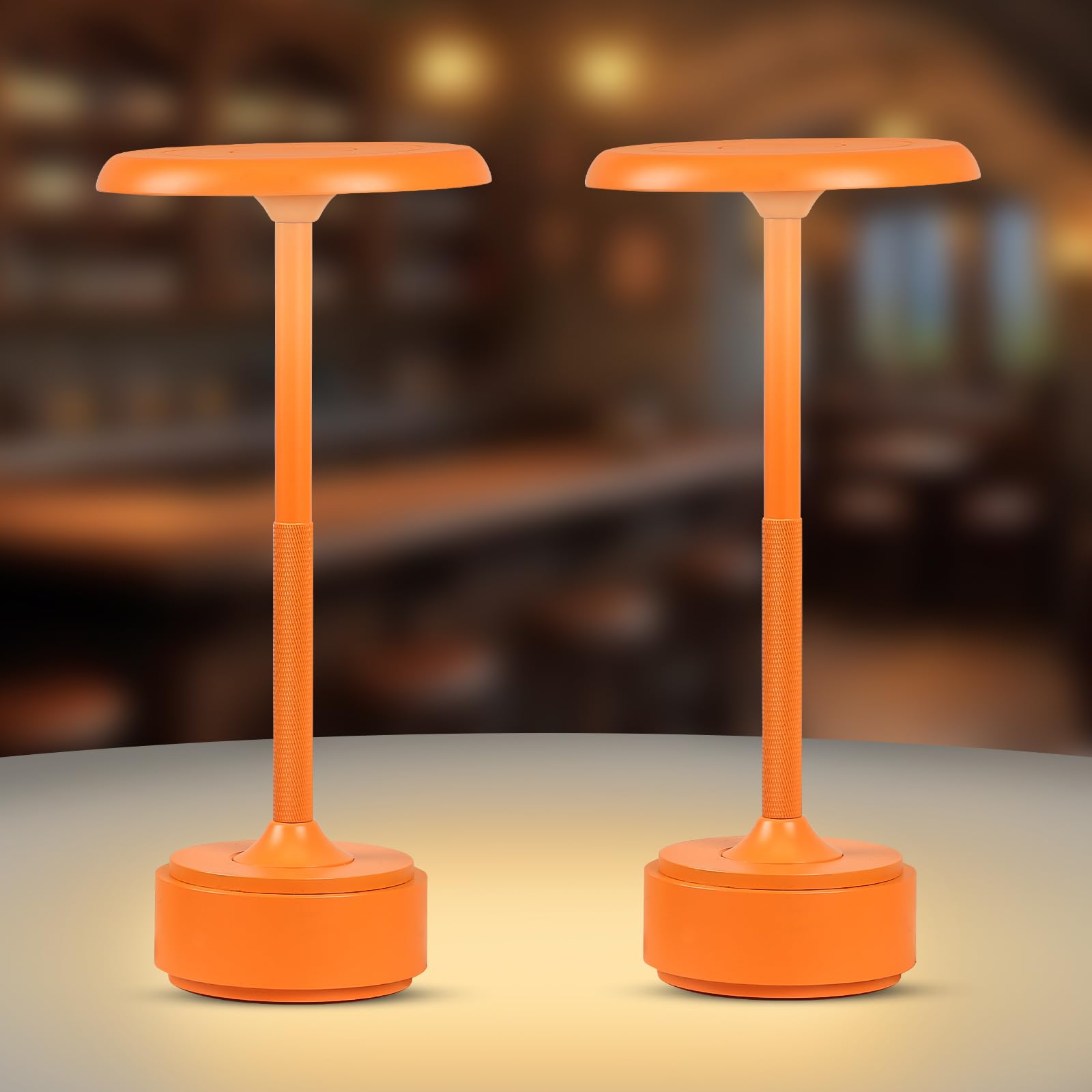 Photo 1 of HAPYGI 5200mAh Rechargeable Cordless LED Table Lamps Touch Sensor Light, 3-Levels Portable Dimming Wireless Battery Operated Lamp,Night Light/Restaurant Table/Outdoor/Coffee/Bar (Orange Set of 2)