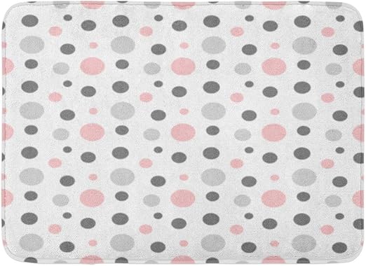 Amazon Com Emvency Doormats Bath Rugs Outdoor Indoor Door Mat Geometric Pink Gray White Modern Polka Dot Pattern Cute Retro Abstract Bathroom Decor Rug Bath Mat 16 X 24 Kitchen Dining
