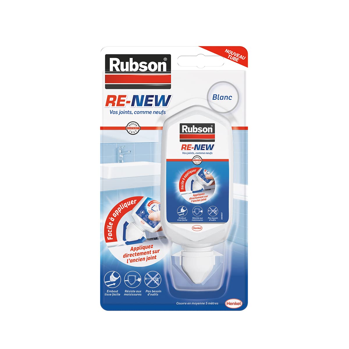 Rubson Sanitary Bathroom & Kitchen Pure/Re-New Joint Filler – Tube of 100 ml, White