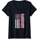 Womens Diesel Truck Girl Flag American Woman USA Brothers Turbo V-Neck T-Shirt