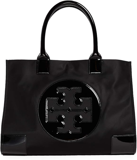 tory burch ella patent tote black