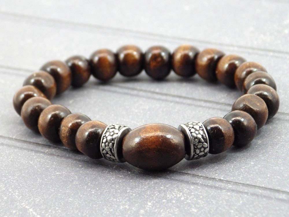 Bracelet pour homme de la gamme Africa Dream en acier et bois Amazon