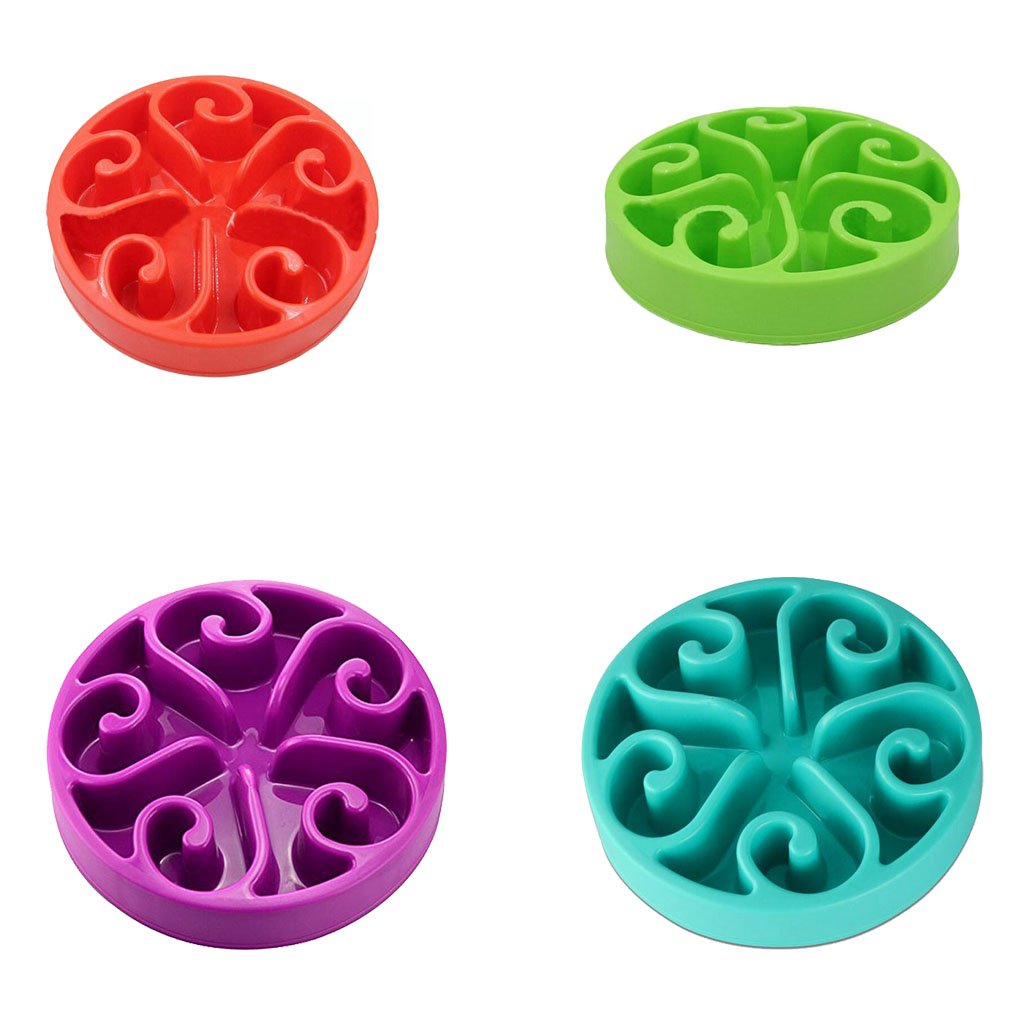 PP Plastic Pets Slow Feeding Bowl Flower Design Anti-Choking Slow Eating Dog Cat Bowl