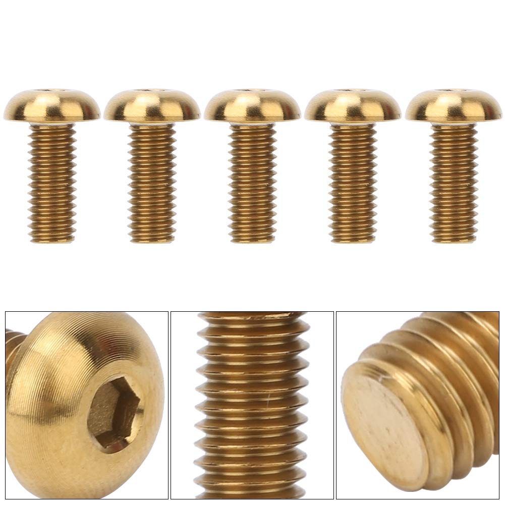 Bicycle Disc Brake Screws, 5PCS Lightweight Titanium Alloy M5 Bike Bolts for Brake Rotor and Water Bottle Cage Mounting