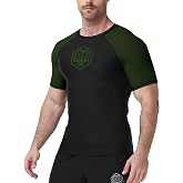 Runhit Men's BJJ Rash Guard Jiu Jitsu Compression Shirts Short Sleeve for MMA No GI Wrestling Sports Base Layer UPF 50+