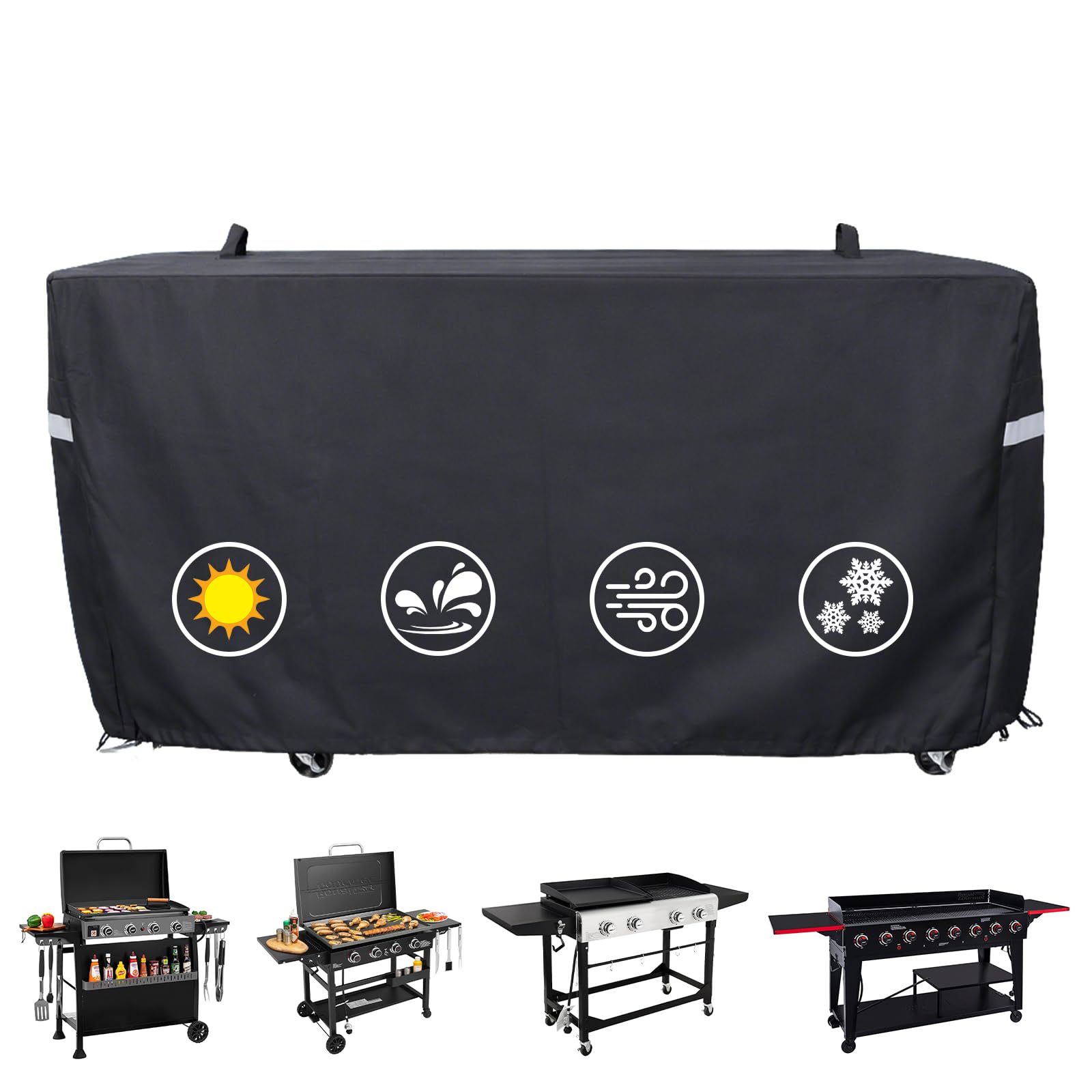 Utheer Grill Cover for Royal Gourmet 4/6/8 Burner Gas Grill & Griddle, Upgraded Full-Length Heavy-Duty 600D Waterproof Outdoor Cover, Fits PD4001/GB4000P /GD402/GB8000/GD401/GB8003/GB4001 Image