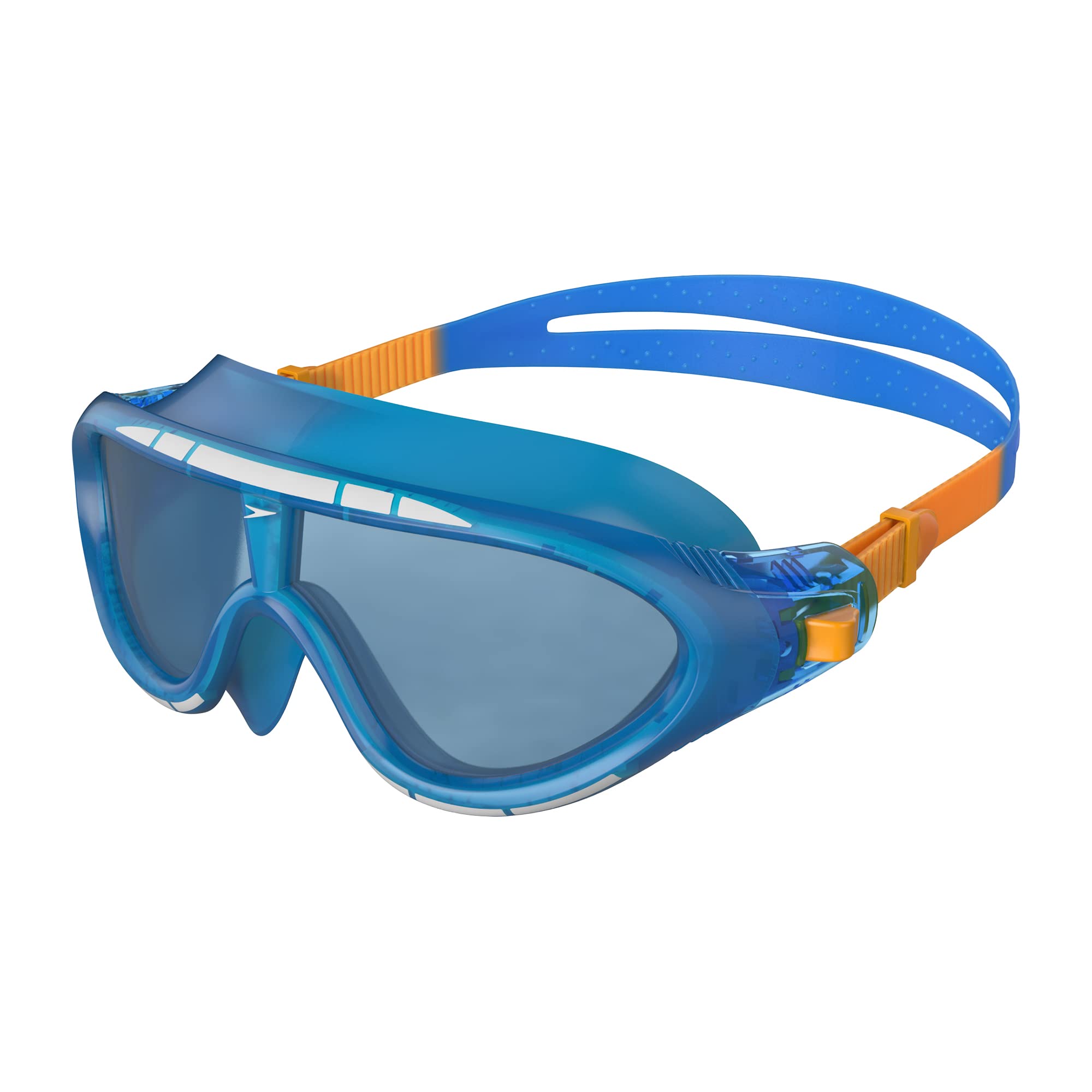 Speedo Unisex-Adult Biofuse Rift Swimming Goggles | Swimming Mask | Anti-fog | Easy Adjustment | Anti-leak Goggles, Blue/Orange, One Size
