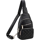 VX VONXURY Sling Bag for Women, PU Leather Crossbody Fanny Packs, Multipurpose Chest Bag with Adjustable Strap