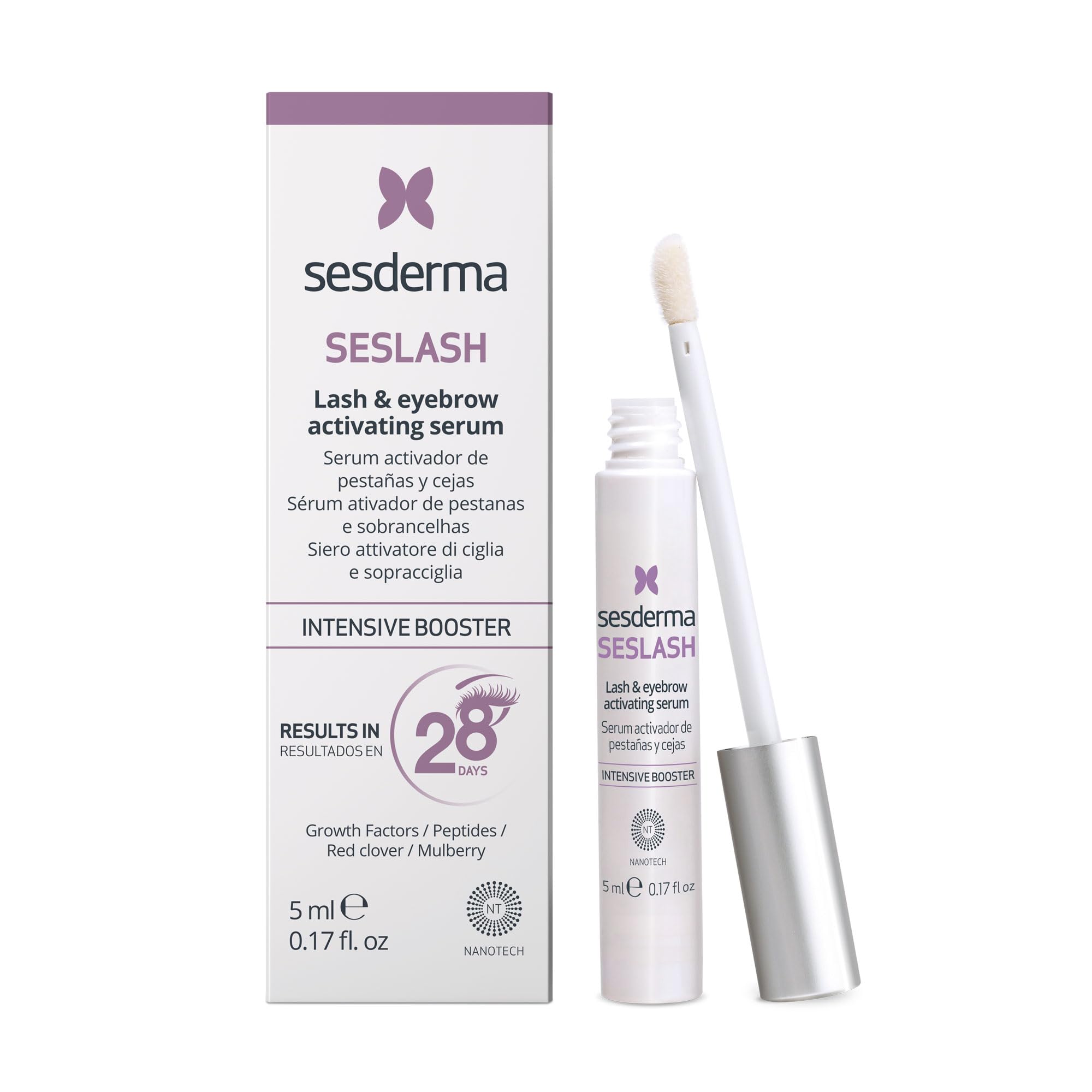 Sesderma Seslash and Eyebrow Serum 5ml - Nourishing Formula for Longer Thicker Eyelashes - Fuller Eyebrows with Reducing Hair Loss - Lash Eyebrow Growth Promoter