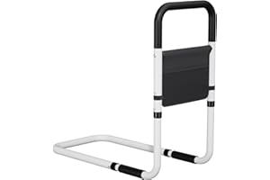 Hopelight Adjustable Bed Rail Support Handle with Storage Pouch, White and Black, Height Assist Safety Guard, Adjustable Bed Assist Rails for Seniors & Patients - Fits All Beds, Tool-Free Assembly