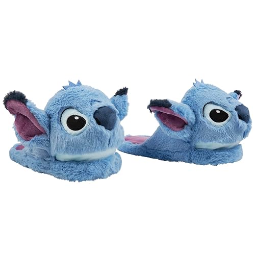 Disney Stitch Ladies Slippers Fluffy Indoor House Shoes Non Slip Minnie Mouse Baby Yoda Slippers Womens Gifts (Blue Stitch, 1.5/2.5 UK)