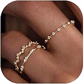 KAERUN Stackable Gold Rings for Women Non Tarnish Dainty 14K Gold Plated Thin Cubic Zirconia Thumb Ring Set Stack Trendy Statement Promise Wedding Bands Engagement Rings for Women Size 6 7 8 9 10
