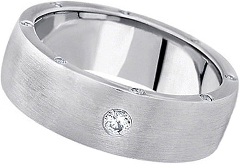 Men�s Burnished Diamond Wedding Band in Platinum (0.34 ctw
