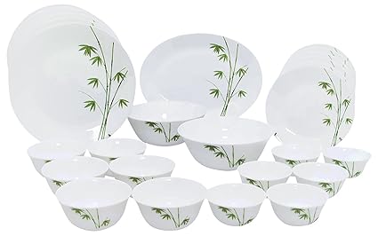 LaOpala Foliage Dinner Set, 27-Pieces, White/Green