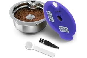 FOVNOT Reusable Coffee Pods for Bosch Tassimo, Stainless Steel Refillable Coffee Capsule with Silicone Lid and Universal Barc
