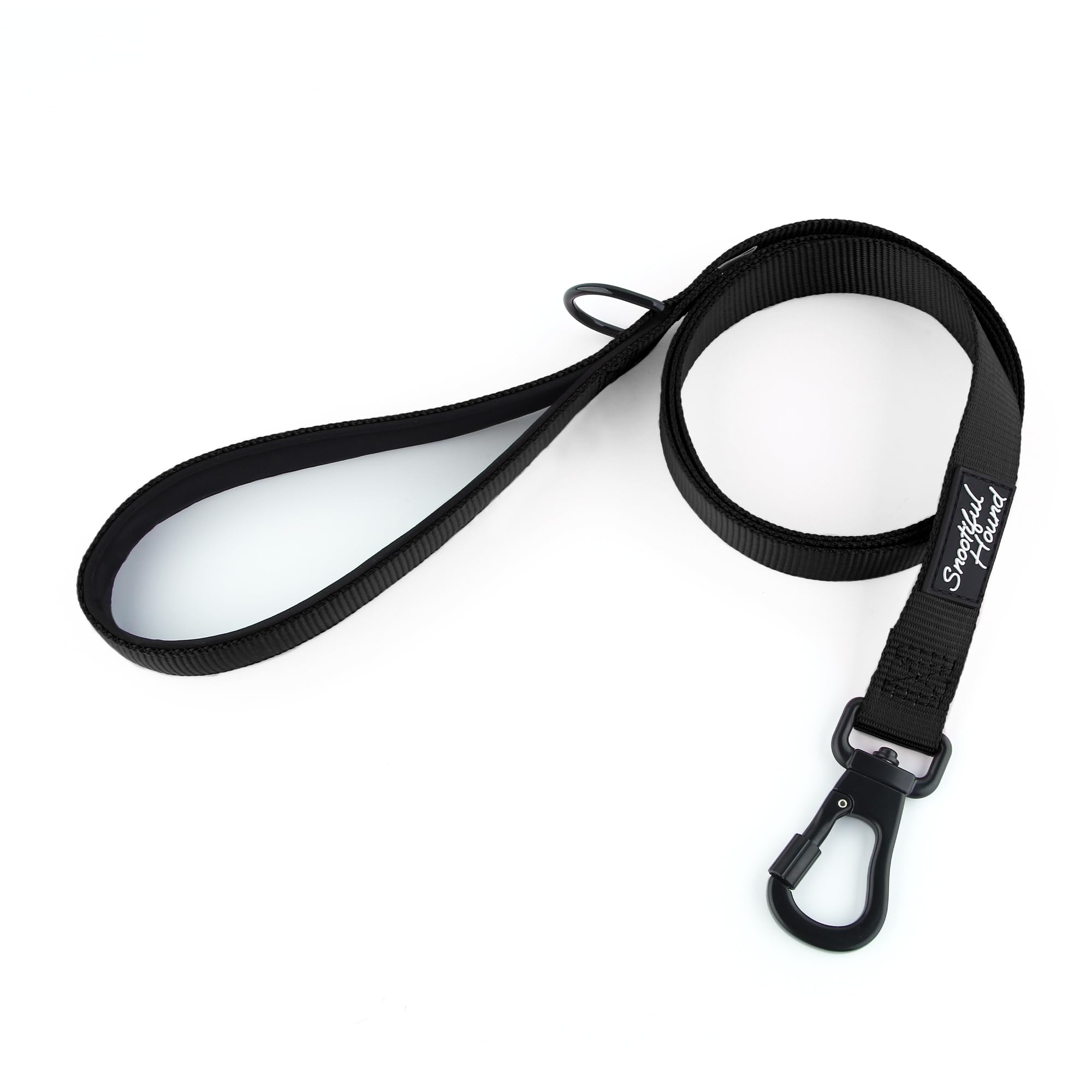 Snootiful Hound Secure Locking Dog Lead with Padded Handle - Carabiner Dog Leash - Anti Theft (Black, 200cm)