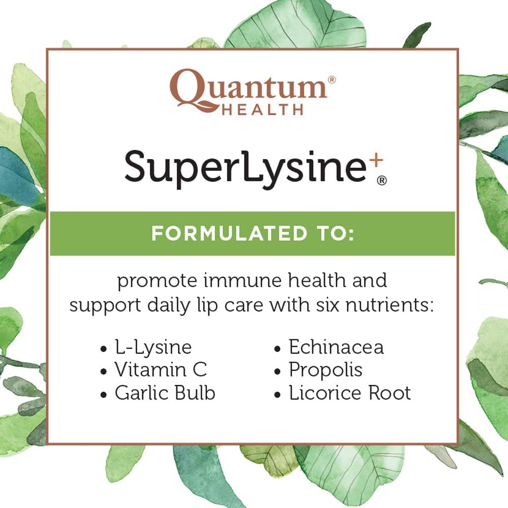 Quantum Health Super Lysine+ / Advanced Formula Lysine+ Immune Support with Vitamin C, Echinacea, Licorice, Propolis, Odorless Garlic (180 Tablets): Health & Personal Care