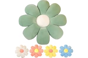 Kekeso Flower Floor Pillow Seating Cushion Daisy Flower Throw Pillow Cute Room Decor for Girls Flower Plush for Reading and Lounging Comfy Pillow (38cm/14.96inch, Green)