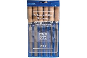 Pferd Key File Set 265 B in Plastic Pouch, 6 Files, 4 inch, with Wooden Handles, 17012 – Ideal for Fine and Delicate Filing