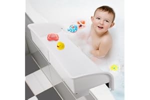 Resseor Bathtub Splash Guard, Bathtub Splash Guard for Tub Kids, Splash Guard for Bathtub Kids, Bathtub Splash Guard Play Shelf Area for Kids - White - Fits Tub Frames from 1' to 4.5'