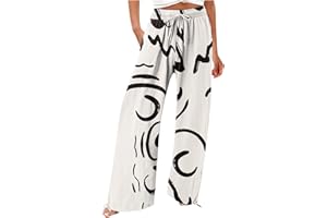 HUTJDHA Women's Wide Leg Pants Dressy Casual Work Pants High Waisted Palazzo Pant Flowy Wide Leg Trousers