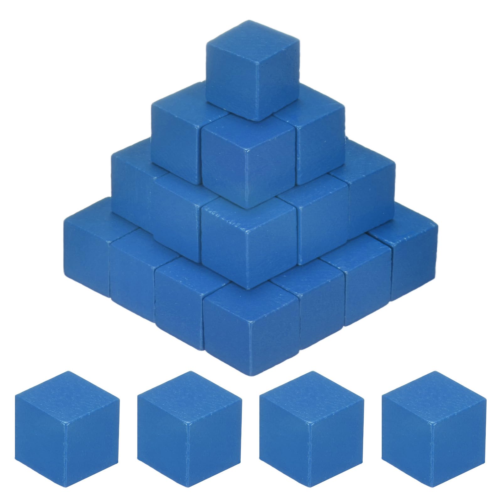 M METERXITY 100-Pack DIY Wooden Cube, 0.6 Inch(1.5 cm) Colored Natural Wood Blocks for Crafts Making Puzzle Games/Wedding/Home Decor/Dice/Building, Square Blank Block [Blue]