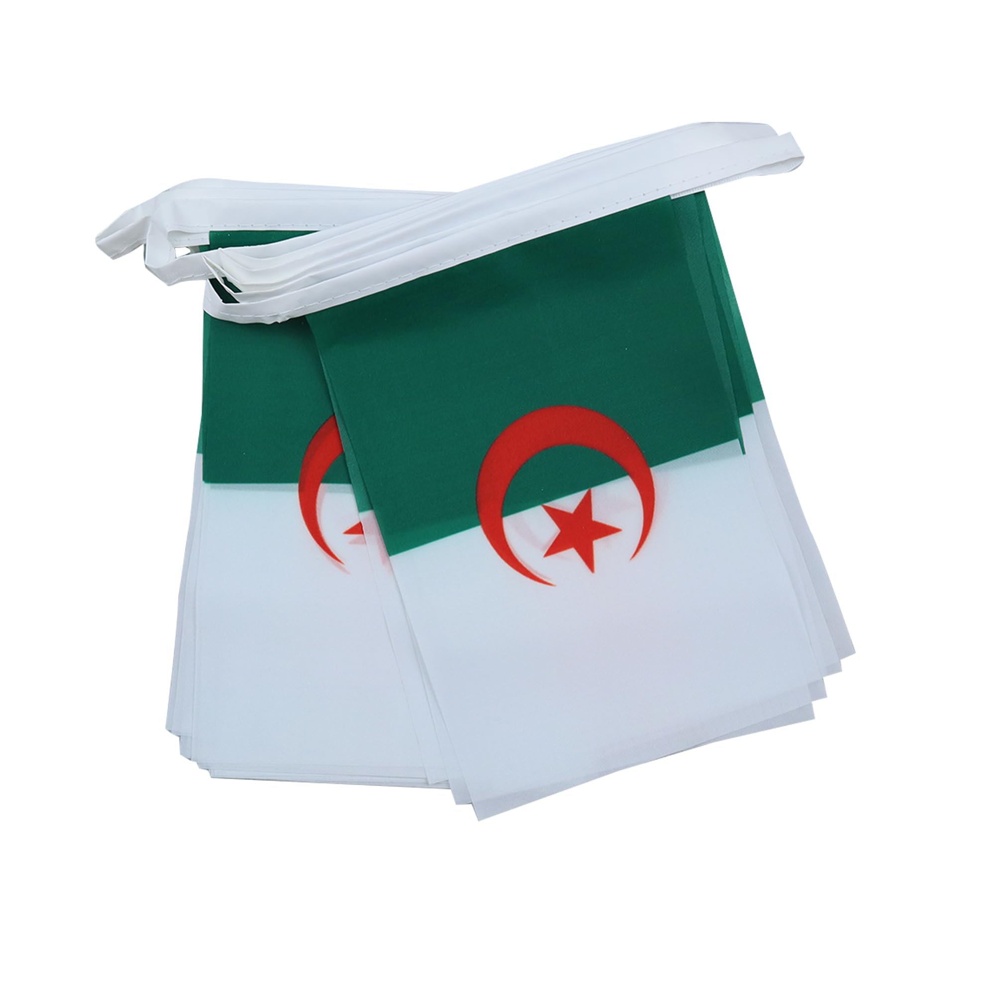 AZ FLAG Algeria Bunting Flag, 20 Ft Garland with 20 Small Algerian Flags 8'' x 6'', 100% Polyester String Pennant, 6 meters — image 1