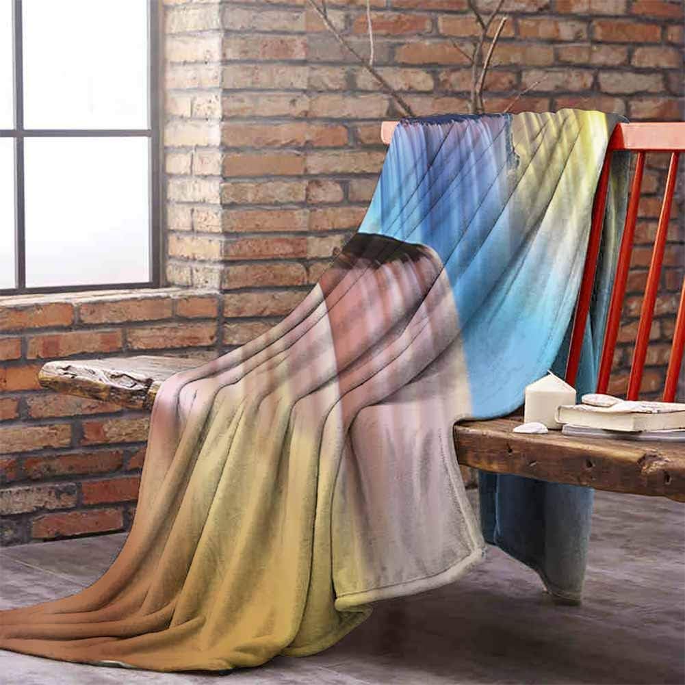Blanket for Couch Waterfall Decor Collection Niagara Falls Lit by Colorful Lights Night View Waterfall Picture Ivory Yellow Blue W71 xL90