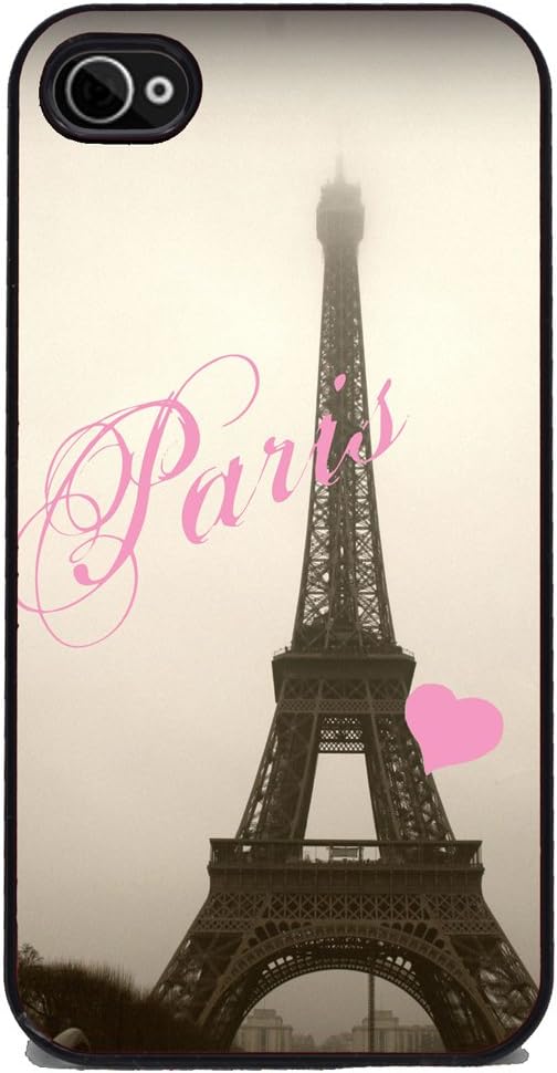 Love Eiffel Tower - iPhone 4 or 4s Cover, Cell Phone Case - Black