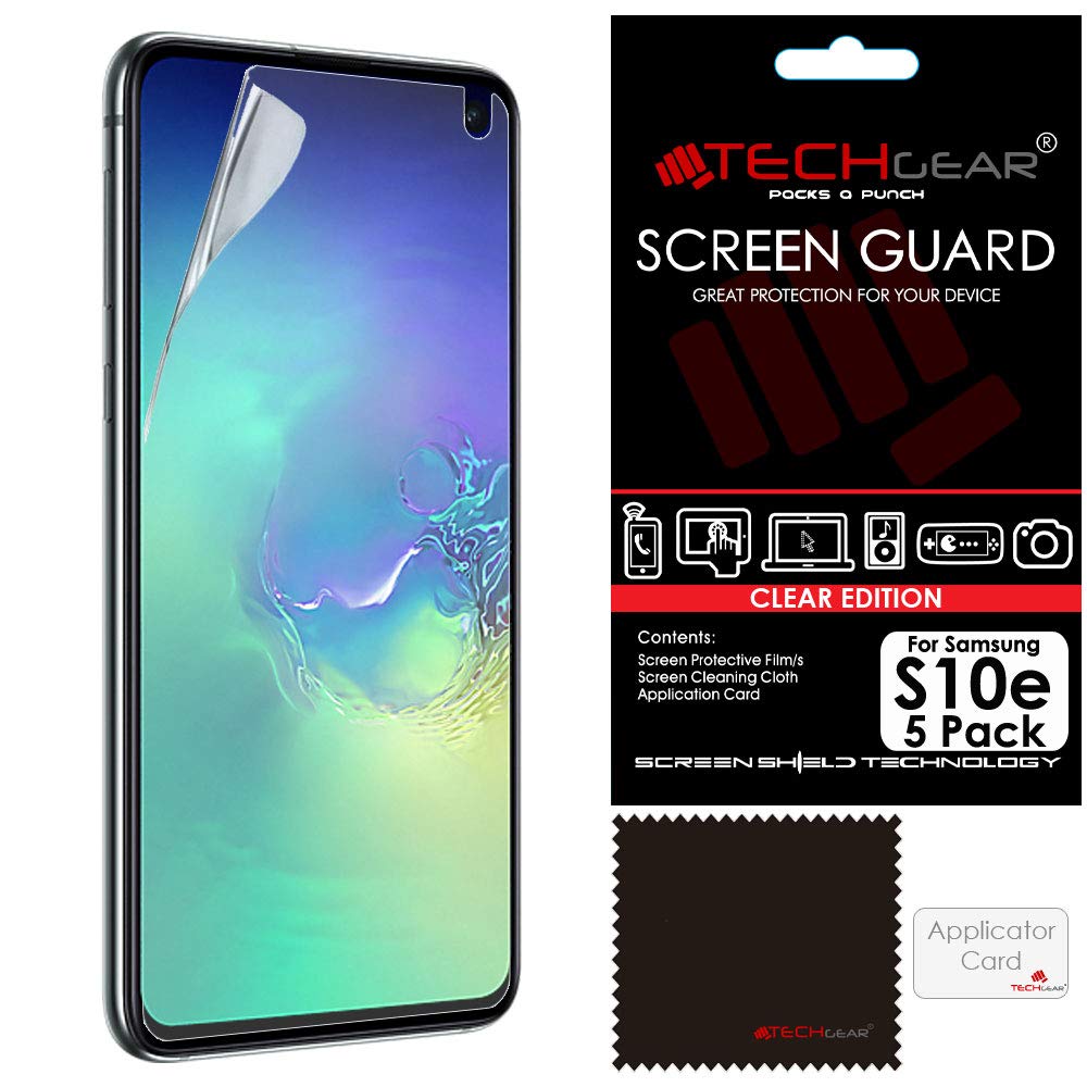 TECHGEAR [5 Pack] Screen Protectors for Samsung Galaxy S10E CLEAR LCD Screen Protectors Cover Guards Compatible with Samsung S10E (NOT for S10)