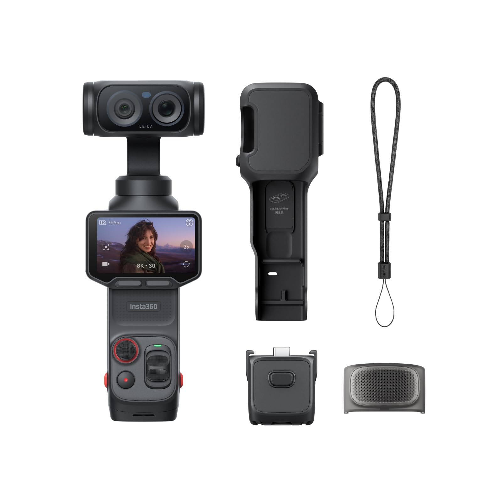 Insta360 Luna Ultra – 8K Vlogging-Kamera mit Zwei Leica Objektiven, 12× Zoom, 1"-Sensor, Abnehmbarer 2"-Touchscreen, Dreifach-KI-Chip, kompakte Gimbal-Kamera für Vlogs und Fotografie