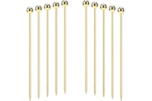 10pcs Cocktail Sticks Set Stainless Steel Fruit Sticks,Reusable Drink Picks Appetizer Toothpicks Martini Glass Picks