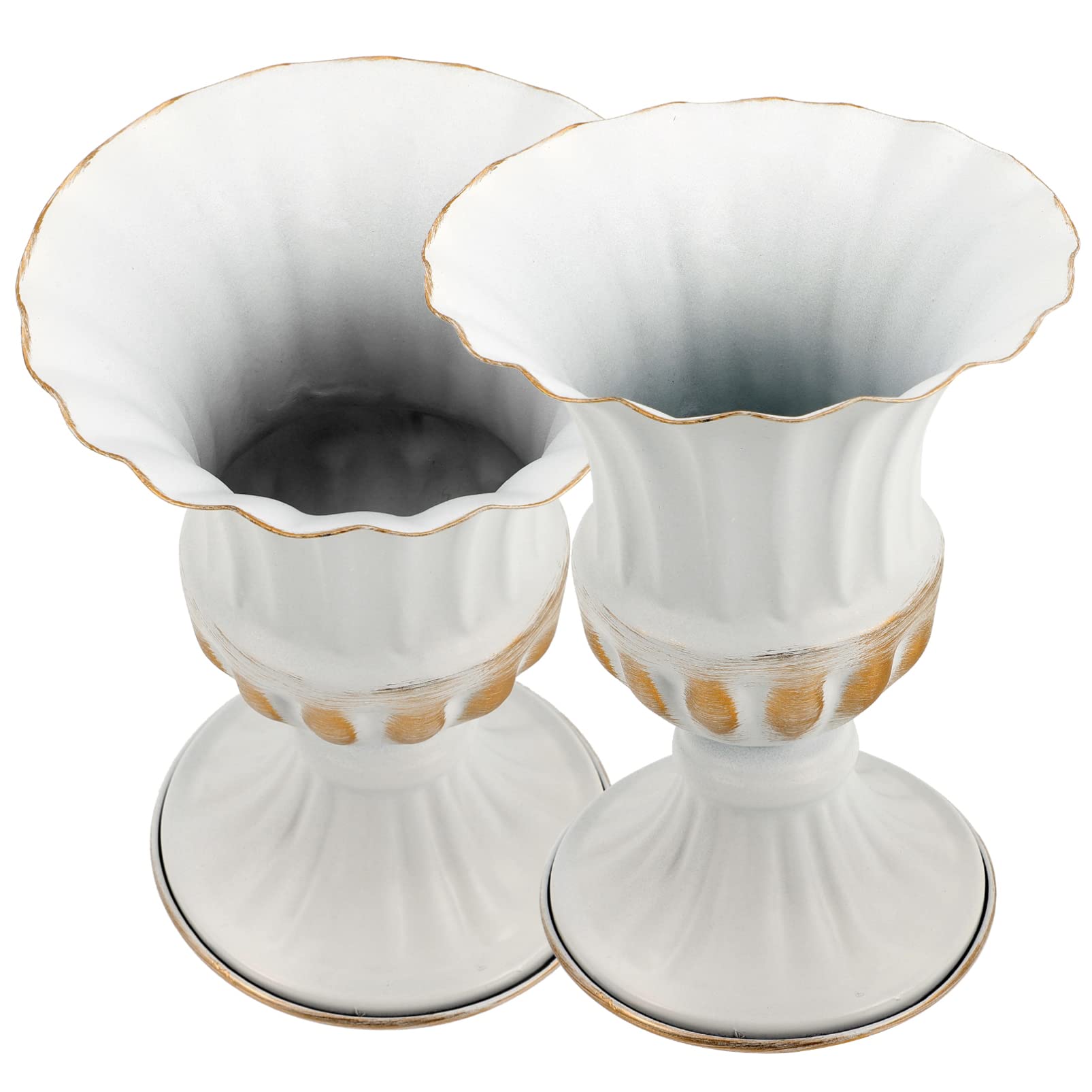 2pcs Classic Urn Planter,16cm Height Decorative Urn Vase - Vintage Style Flower Pot for Front Porch Door Balcony Decoration