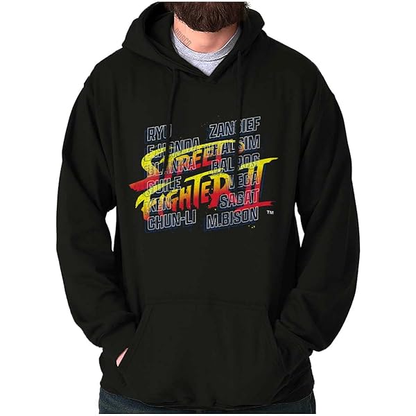 Street Fighter II Classic Characters Men's Gray Graphic Hoodie-S