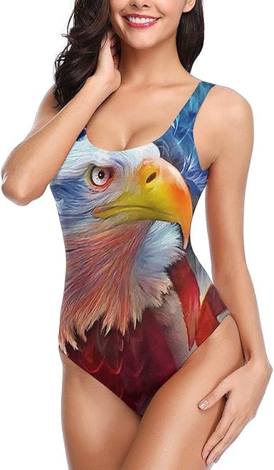 red white and blue high waisted swimsuit