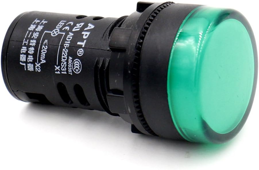 Baomain LED Indicator Pilot Light AD16-22D AC 110V 20mA Energy Saving Green 2 Pack