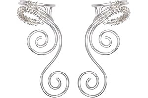 Handmade Ear Cuff Earrings, OwMell Elf Ear Cuffs No Piercing Hypoallergenic Simple Rolled Earrings Fantasy Costume for Party Wearing