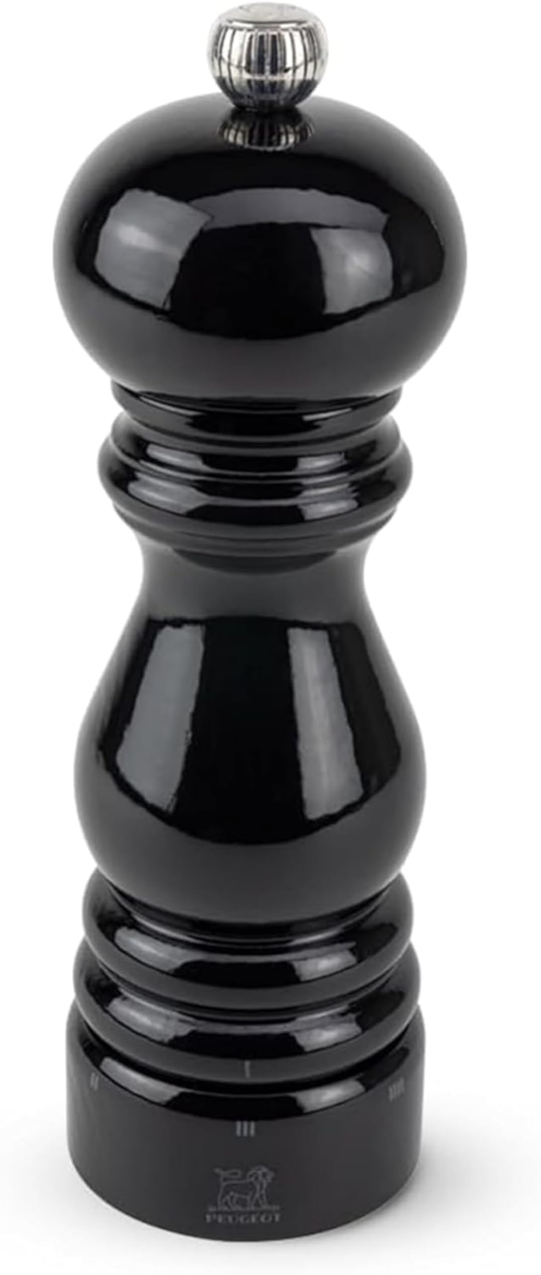 PEUGEOT - Paris u'Select 18 cm Pepper Mill - 6 Predefined Grind Settings - Made With PEFC Certified Wood - Made In France - Black Laquered Colour