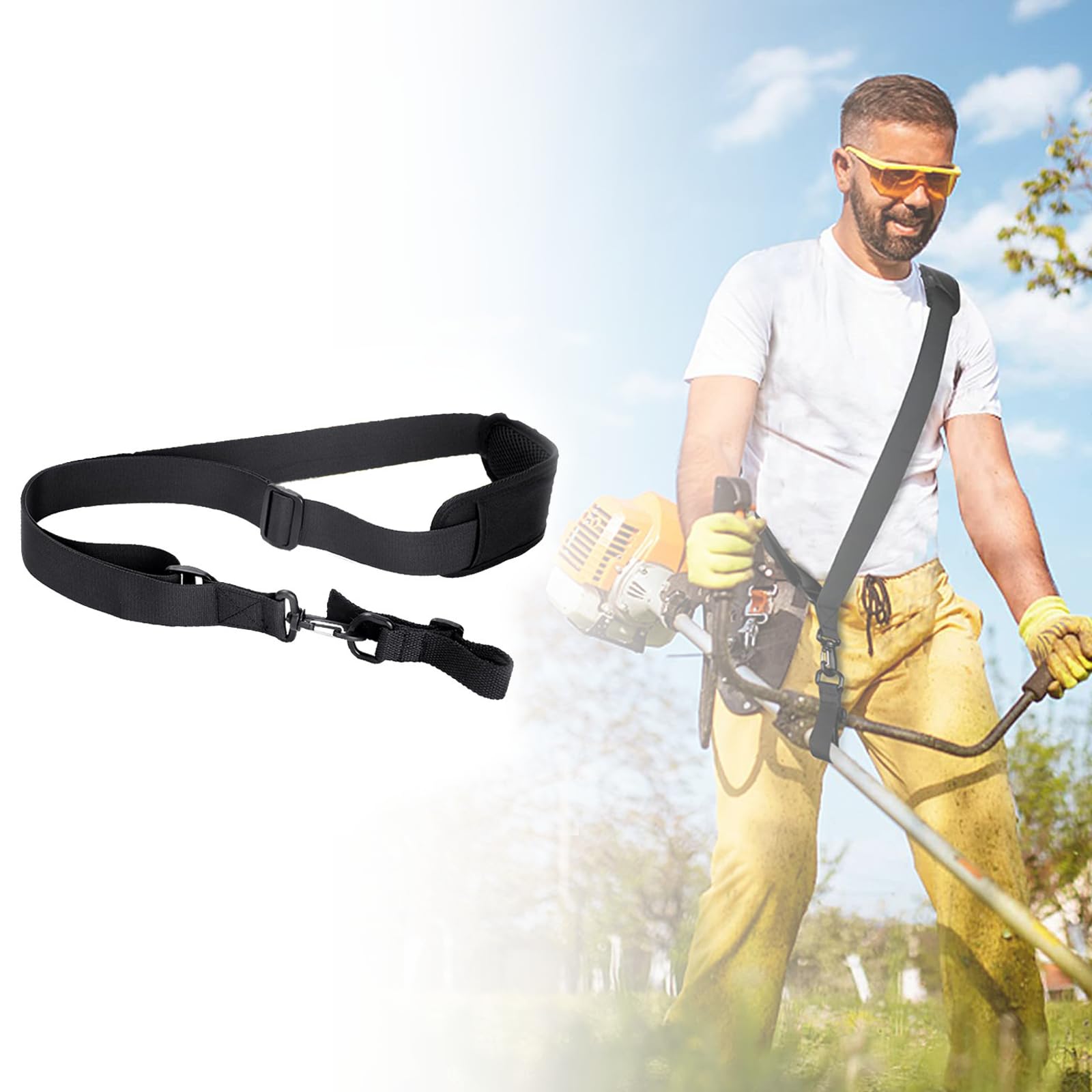 ChenYuehao One Piece Comfortable Mower Harness Strap Soft Reuseable Strimmer Harness Padded Shoulder Lightweight Reliable Trimmer Shoulder Strap for Brush Cutter