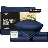 Miracle Made Breathable Cotton Bed Sheets, 4-Piece Set – Silver-Treated, Soft and Cool-to-The-Touch Lightweight Bedding Designed for Hot Sleepers – King Size, Navy Blue