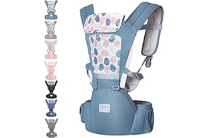 TALENBEEN Baby Carrier, 6-in-1 Baby Carrier Newborn to Toddler, Baby Carrier with Hip Seat Lumbar Support 7-41 lbs, Baby Soft Carrier for All Seasons & Positions, Adjustable Size for Shopping Hiking Travelling