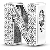 PARCOM Letter Charms Fits Pandora Bracelets S925 Sterling Silver Initial Charms for Bracelets Alphabet A-Z Letters Bead Bracelets Necklace Pendent with Cubic Zirconia for Women Birthday Ceremony DIY Jewelry