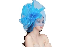 TLMNU Sinamay Fascinator Hat Floral Feather Pillbox Derby Hats for Women Wedding Tea Party with Headband Clip