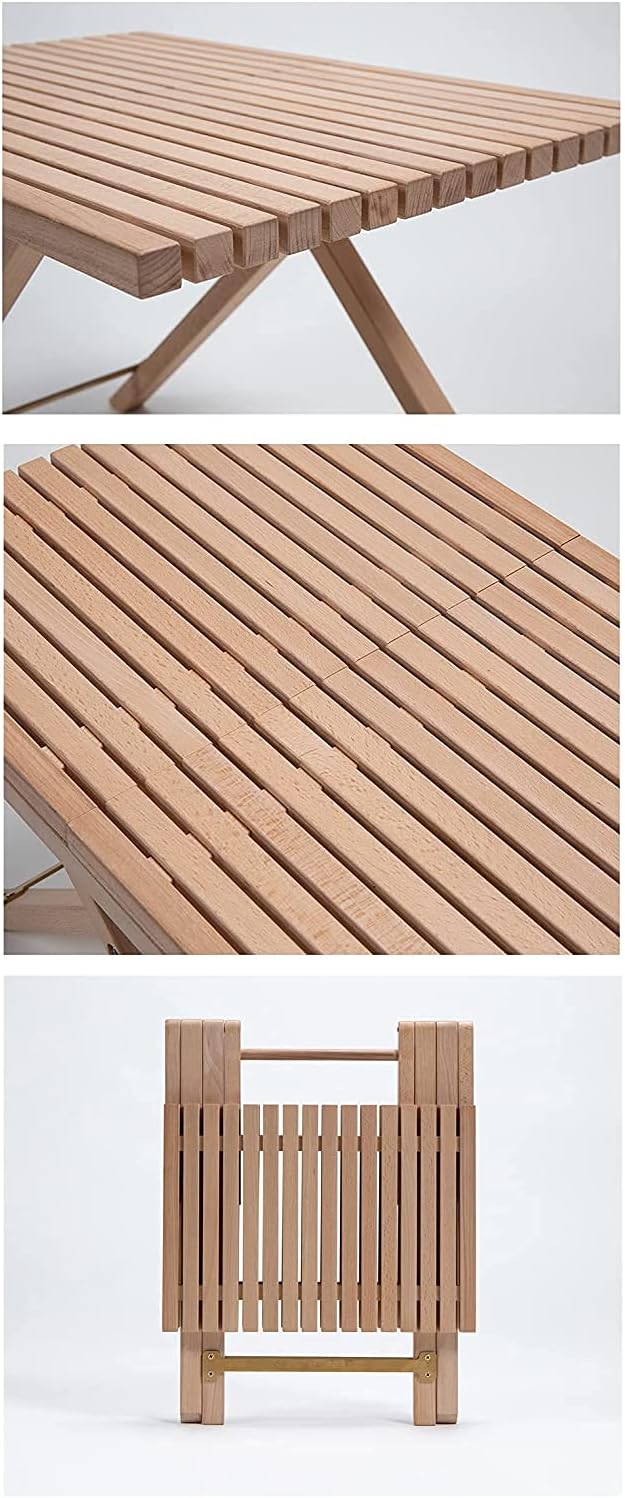 DOKICAMP Stripe Table Camping Table Folding Wood Table Portable Picnic Easy to Fold and Carry Single (Beech): Kitchen & Dining
